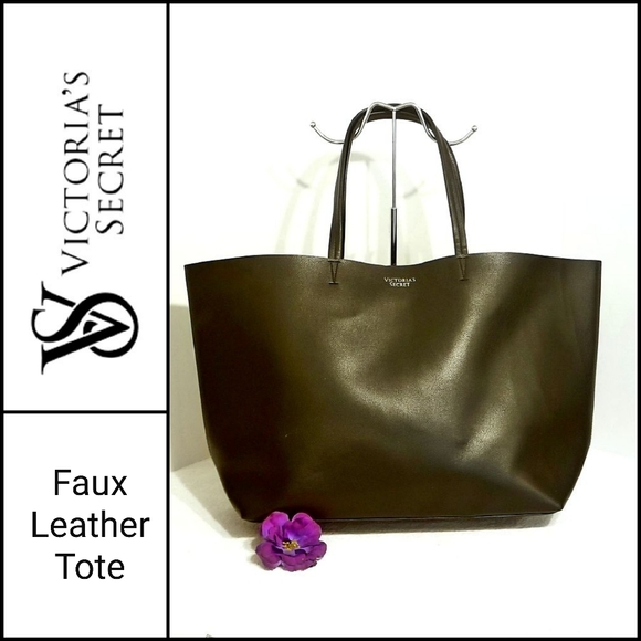 Victoria's Secret Black Faux Leather Tote in GUC - Picture 1 of 5